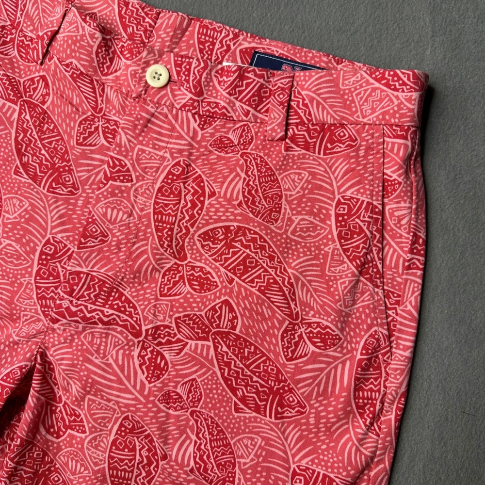 Vineyard Vines Breaker‎ Shorts Mens 33 Pink Red Fish Print Cotton Casual Summer